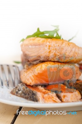 Grilled Samon Filet With Vegetables Salad Stock Photo Grilled Samon Filet With Vegetables Salad Stock Photo