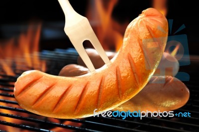 Grilled Sausage Stock Photo