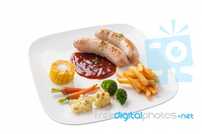 Grilled Sausage Set Stock Photo
