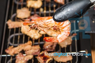 Grilled Shrimps Stock Photo