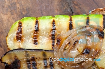 Grilled Vegetables On Bread Stock Photo