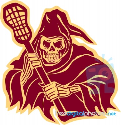 Grim Reaper Lacrosse Defense Pole Retro Stock Image