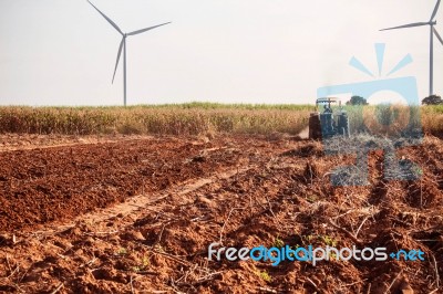 Ground Where The Farmers Are Plowing Stock Photo