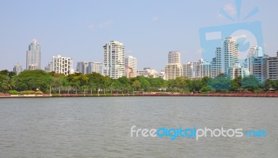 Group Buildings Of City Waterfront Stock Photo