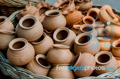 Group Of Clay Pottery Stock Photo