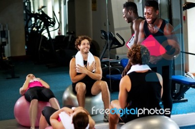 Group Of People In A Pilates Class Stock Photo