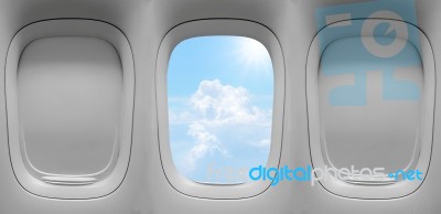 Group Of The Airplane Windows Stock Photo