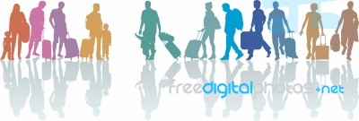 Group Of Tourists With Luggage Stock Image