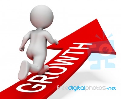 Growth Arrow Shows Increased Profit 3d Rendering Stock Image