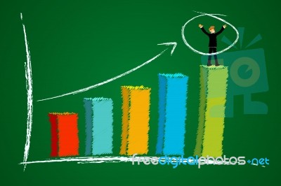 Growth Graph With Businessman Stock Image