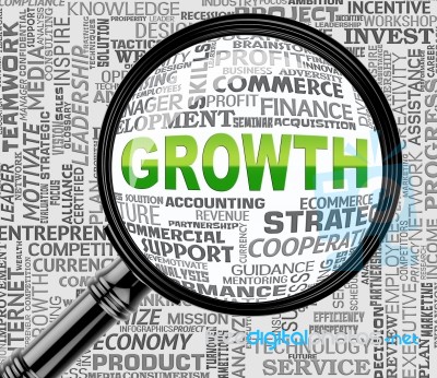 Growth Magnifier Indicates Increase Searches And Searching Stock Image