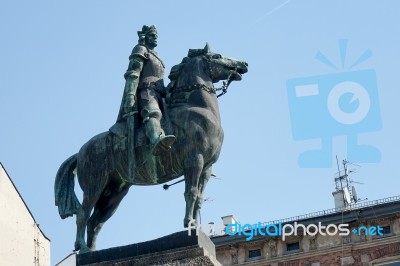 Grunwald Statue In Krakow Stock Photo