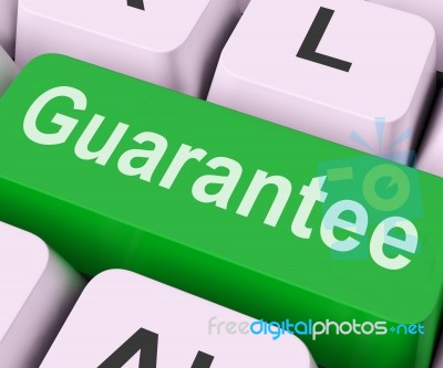 Guarantee Key Means Secure Or Assure Stock Image