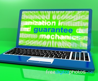 Guarantee Laptop Means Secure Guaranteed Or Assured
 Stock Image