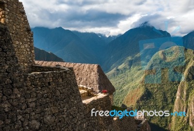 Guardhouse Of Machu Picchu, Peru Stock Photo