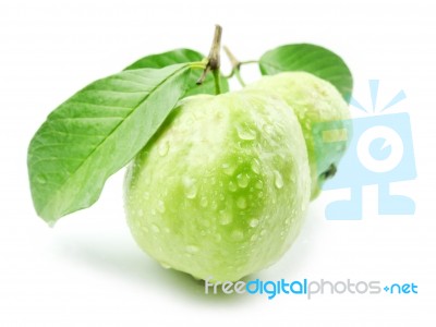 Guavas With Leaves Stock Photo