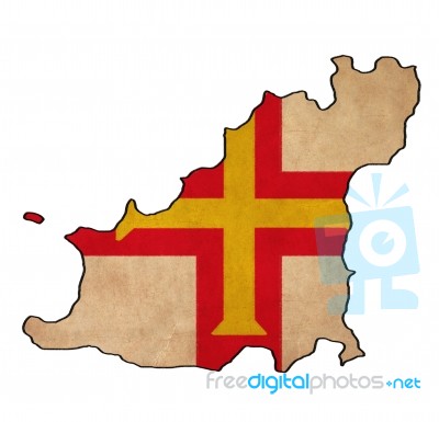 Guernsey Map On Guernsey Flag Drawing ,grunge And Retro Flag Ser… Stock Image