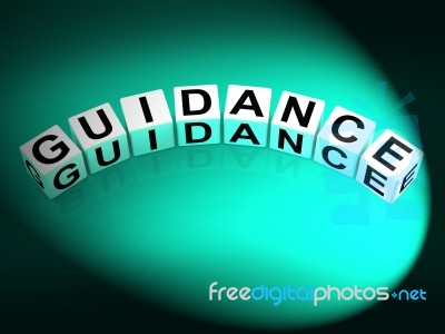 Guidance Dice Show Guiding Advising And Directing Stock Image