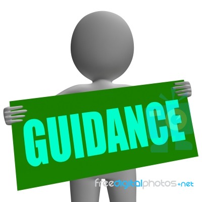 Guidance Sign Character Means Support And Assistance Stock Image