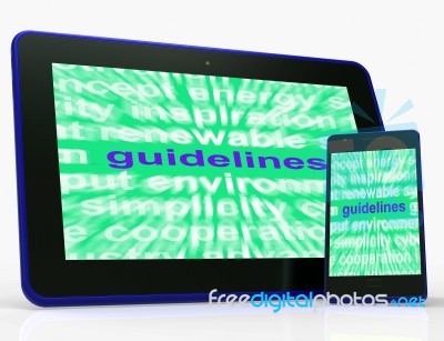 Guidelines Tablet Means Instructions Protocols And Ground Rules Stock Image
