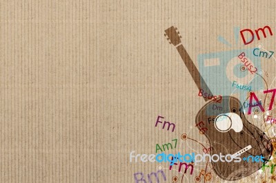 Guitar On Paper Design Stock Image