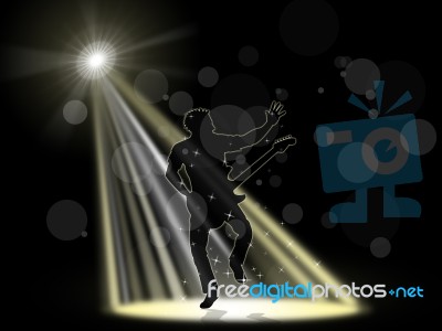 Guitar Spotlight Shows Sound Track And Floodlight Stock Image