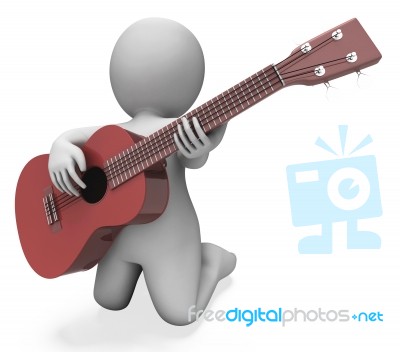 Guitarist Character Shows Acoustic Guitar Music And Performance Stock Image