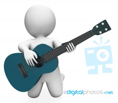 Guitarist Performer Shows Acoustic Guitars Music And Performance… Stock Image