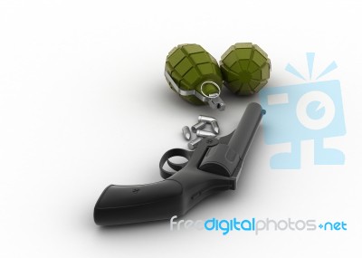 Gun With Grenade Stock Image