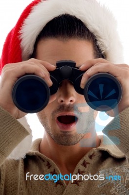 Guy Looking Through Binoculars Stock Photo Guy Looking Through Binoculars Stock Photo