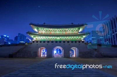 Gyeongbokgung Palace At Night In Seoul,korea Stock Photo