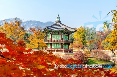 Gyeongbokgung Palace In Autumn,south Korea Stock Photo