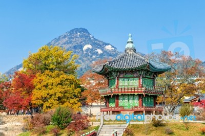 Gyeongbokgung Palace In Autumn,south Korea Stock Photo