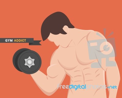 Gym Addict Fitness Muscular Man Stock Image