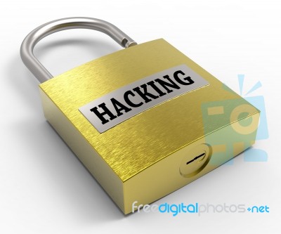 Hacking Padlock Indicates Padlocks Safeguard And Protected 3d Re… Stock Image