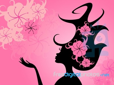 Hairdo Floral Represents Young Woman And Girl Stock Image