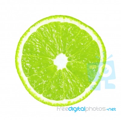 Half A Lime On A White Background Stock Photo