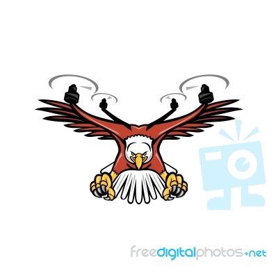 Half Eagle Half Drone Swooping Mascot Stock Image