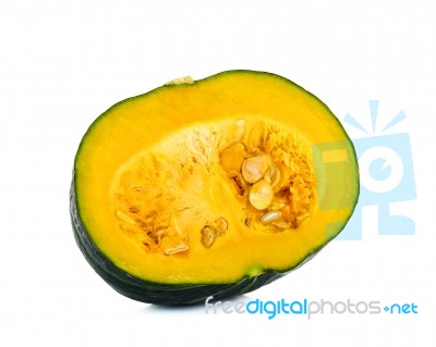 Half Of Green Pumpkin Isolated Stock Photo