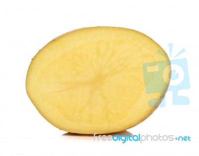 Half Of Potato Isolated On The White Background Stock Photo