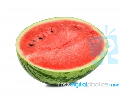 Half Of  Watermelon Isolated On White Background Stock Photo