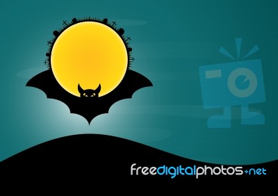 Halloween Bat Moon Circle  Stock Image