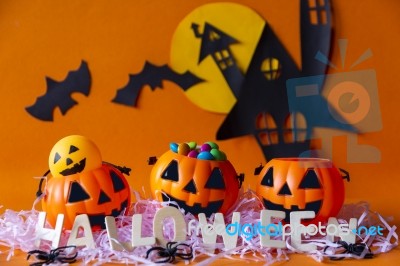 Halloween Concept With Haunted House Castle Stock Photo
