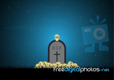 Halloween Gravestone Graveyard Skull Background Stock Image