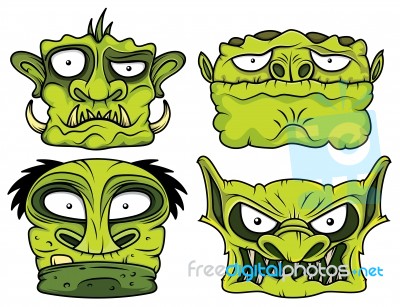 Halloween Green Scary Zombie Head Illustration Stock Image