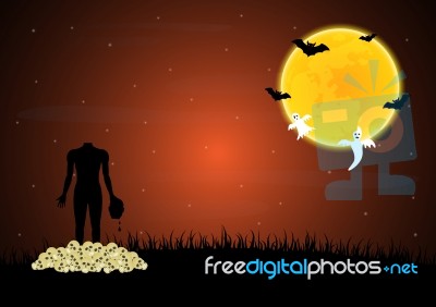 Halloween Headless Zombie Skull  Stock Image