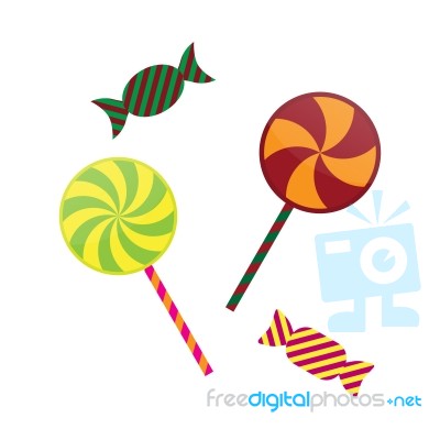 Halloween Lollipop And Toffee Candy Sweet Set Background Stock Image