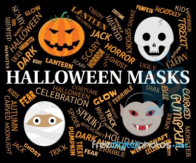 Halloween Masks Indicates Trick Or Treat And Celebration Stock Image