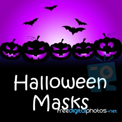 Halloween Masks Shows Trick Or Treat And Autumn Stock Image