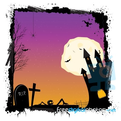 Halloween Night With Grungy Framehalloween Night With Grungy Fra… Stock Image